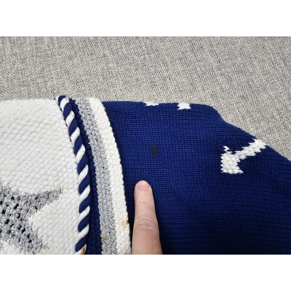 Vintage Berek 2 Cardigan Sweater Womens‎ Medium Blue Anchor Nautical Knit Stars